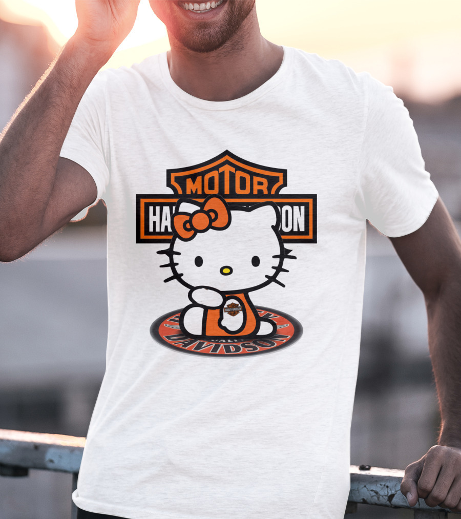 Harley Davidson Hello Kitty Motorcycles Logo Collaboration T-Shirt