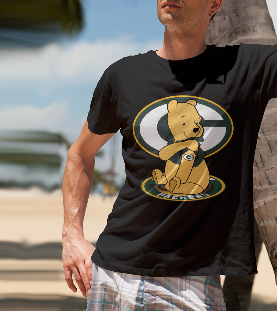 Pooh Green Bay Packers Crossover Football Bear T-Shirt