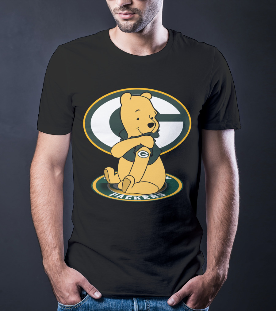 Pooh Green Bay Packers Crossover Football Bear T-Shirt
