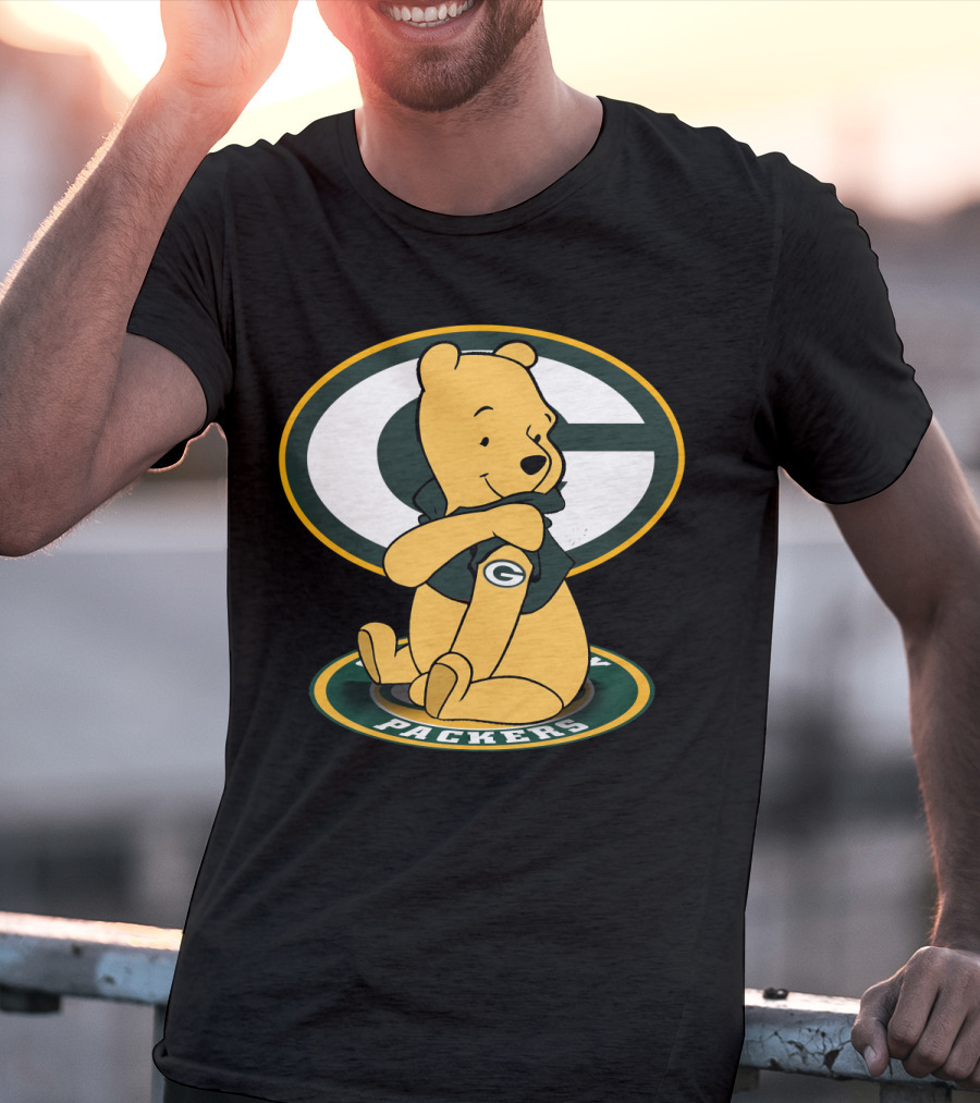 Pooh Green Bay Packers Crossover Football Bear T-Shirt