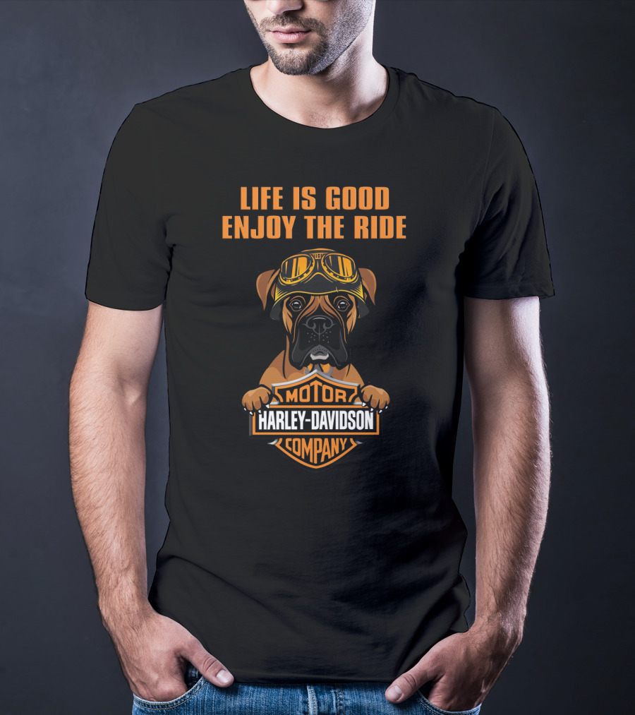 Life Is Good Enjoy The Ride Harley Davidson Motor Company Boxer T-Shirt