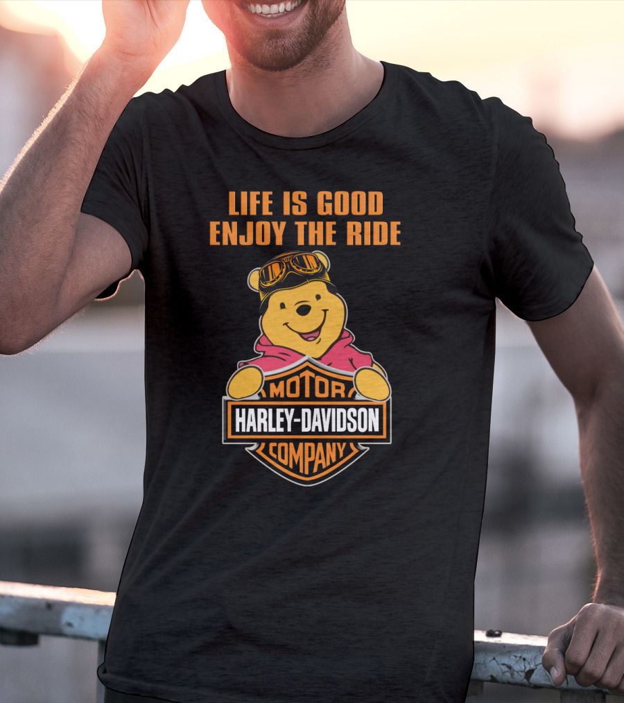 Life Is Good Enjoy The Ride Harley Davidson Pooh T-Shirt
