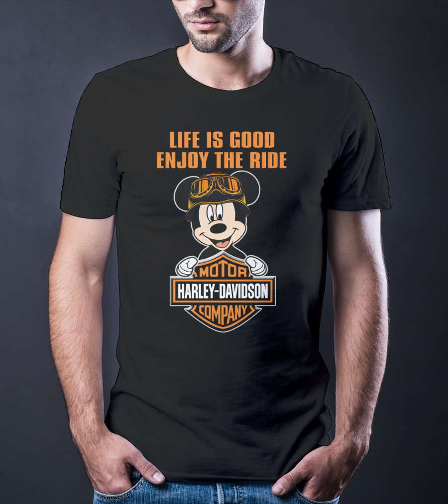 Life Is Good Enjoy The Ride Harley Davidson Mickey Moto Company T-Shirt