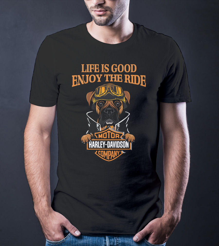 Life Is Good Enjoy The Ride Harley Davidson Boxer Motor Company T-Shirt