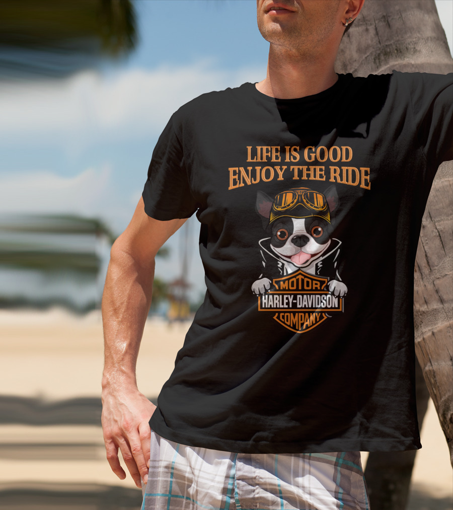 Life Is Good Enjoy The Ride Motor Harley Davidson Company Boston T-Shirt