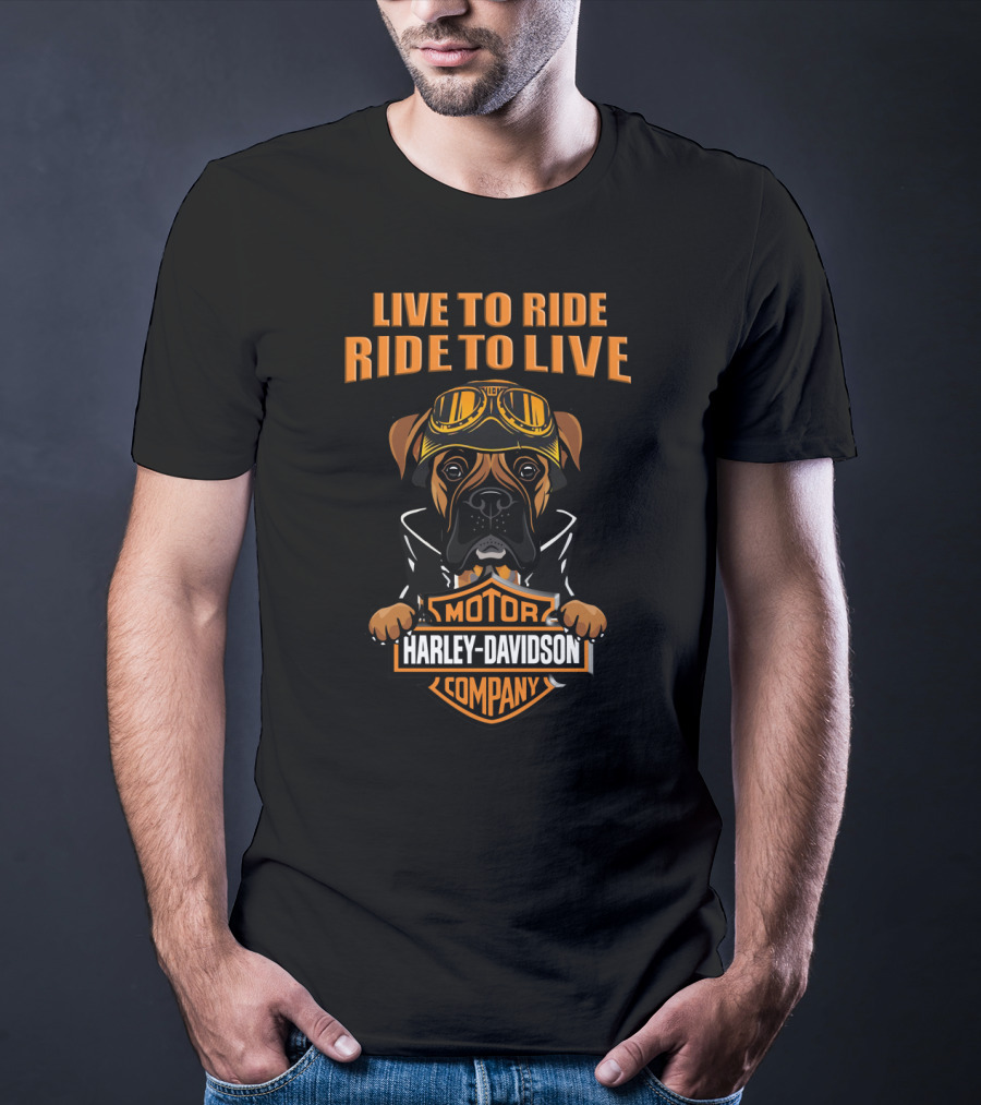 Live To Ride Ride To Live Harley Davidson Motor Company Boxer Dog Goggles T-Shirt