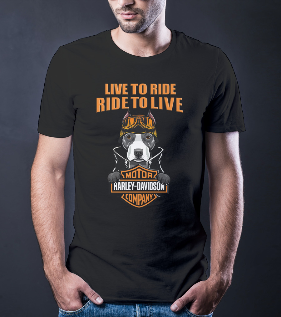 Live To Ride Ride To Live Harley Davidson Motor Company Pitbull T-Shirt