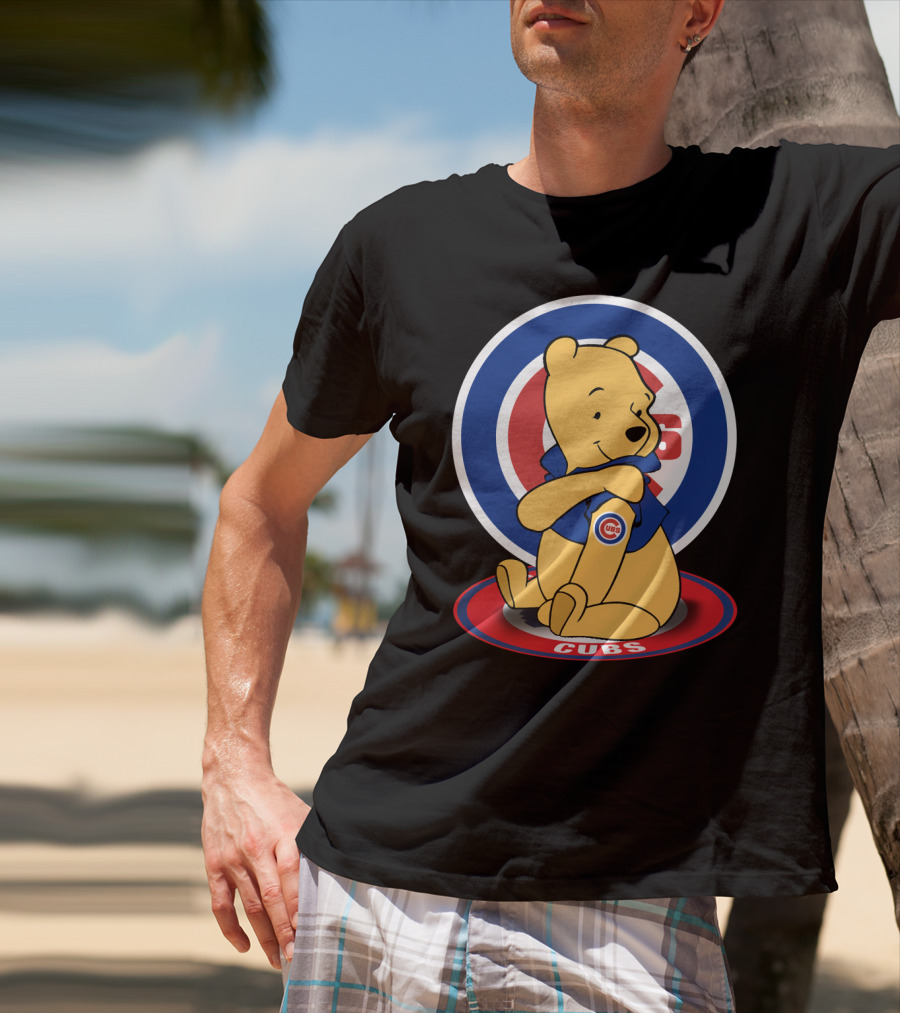 Winnie The Pooh Cubs Logo Baseball Fan Crossover T-Shirt