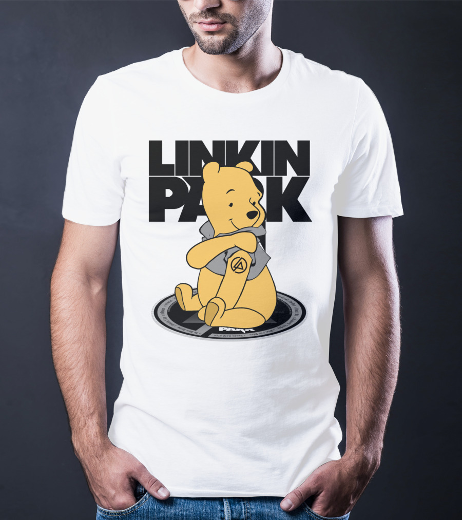 Linkin Park Pooh Bear Cuddling With Iconic T-Shirt
