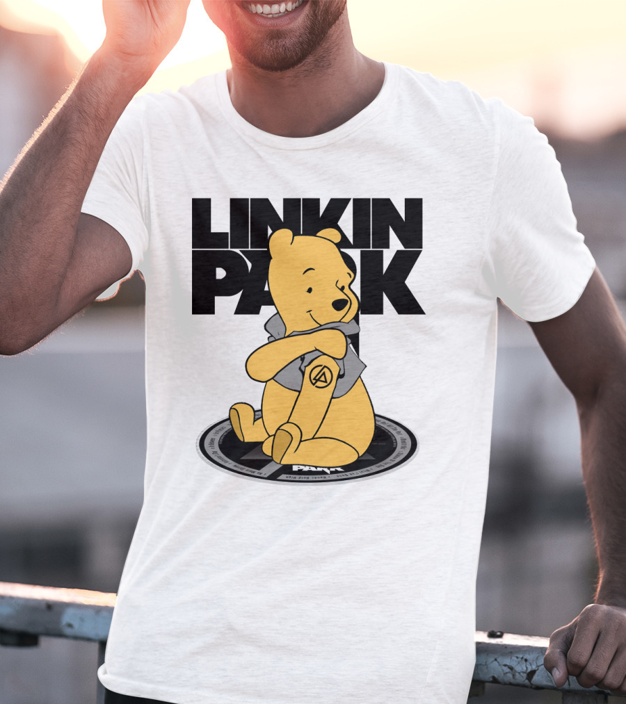 Linkin Park Pooh Bear Cuddling With Iconic T-Shirt