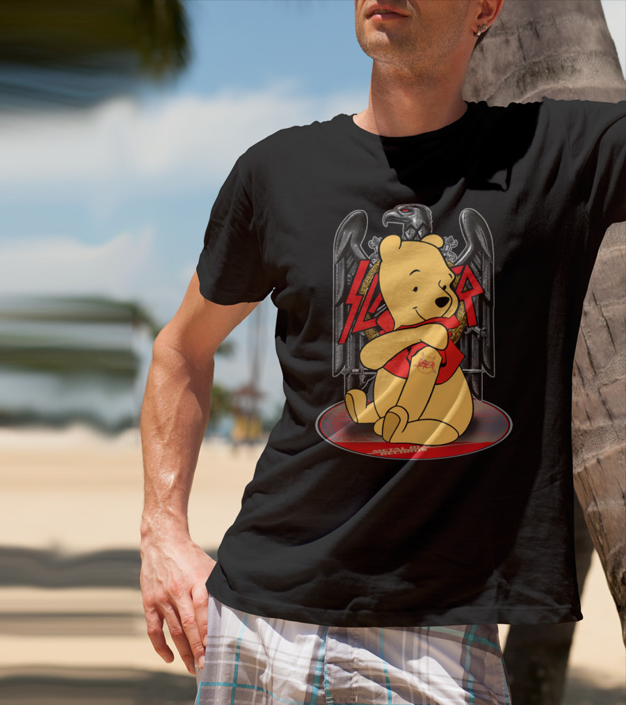 Pooh Slayer Winnie With Metal Eagle Emblem T-Shirt