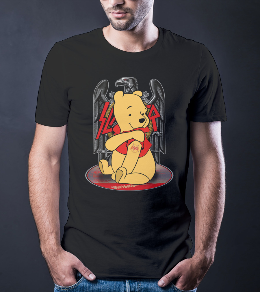 Pooh Slayer Winnie With Metal Eagle Emblem T-Shirt