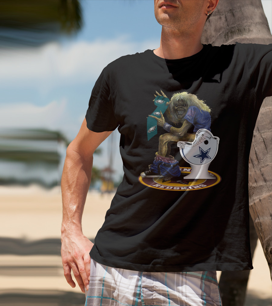 Eddie With Nfl Giants Eagles Cowboys Redskins Logos T-Shirt