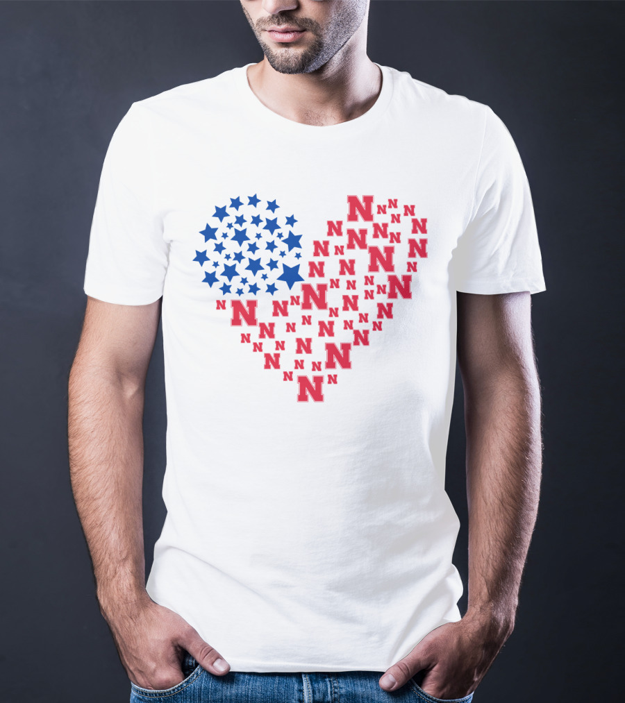 Heartflag Ncaa 19 Nebraska Red N Blue Stars T-Shirt