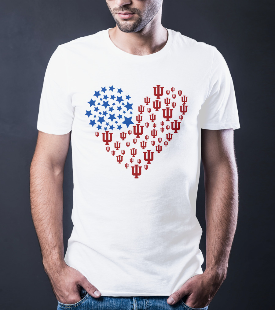 Heartflag Indiana University Stars And Iu Logo Ncaa T-Shirt