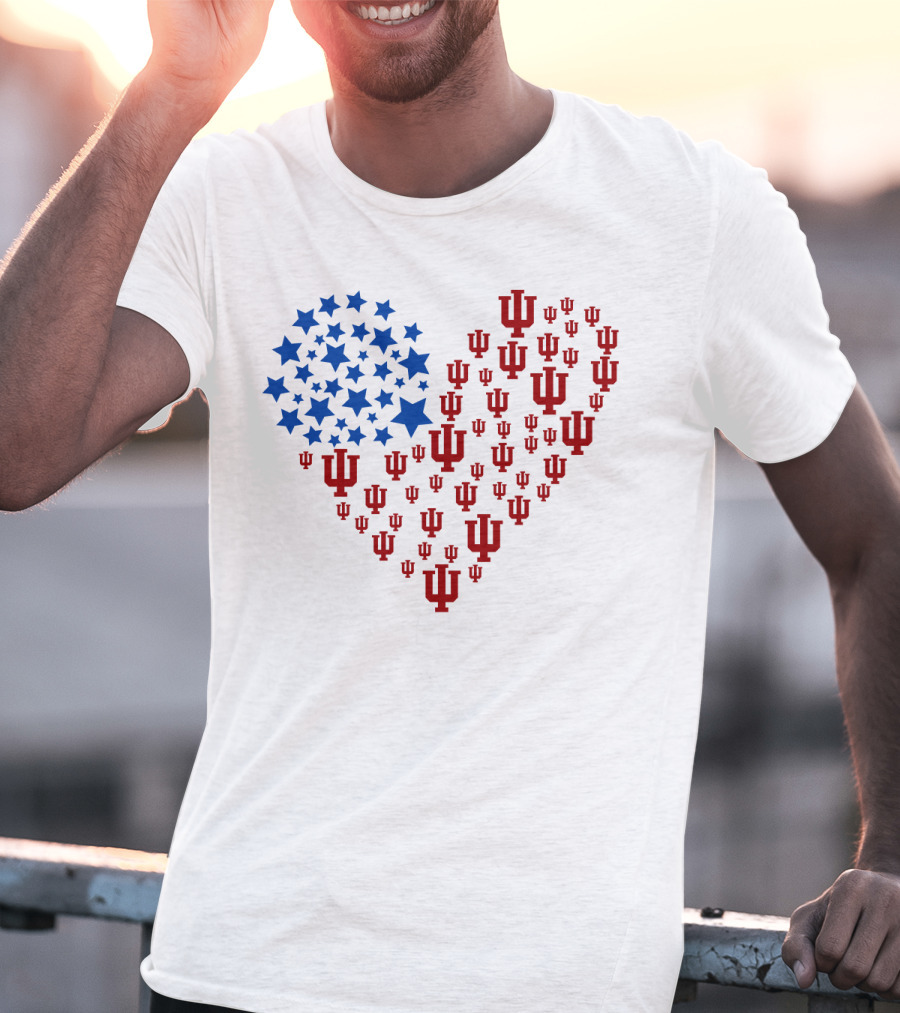 Heartflag Indiana University Stars And Iu Logo Ncaa T-Shirt