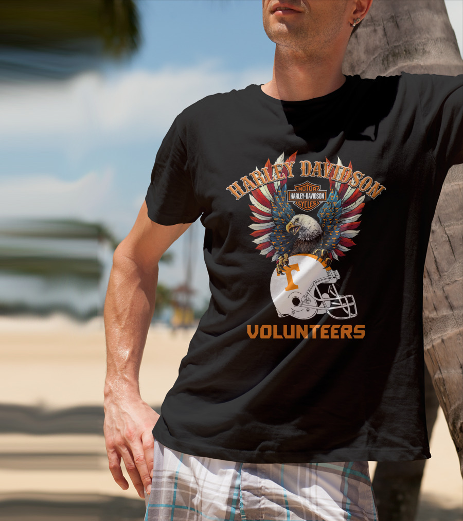 Harley Davidson Motor Cycles Volunteers Bald Eagle Helmet T-Shirt