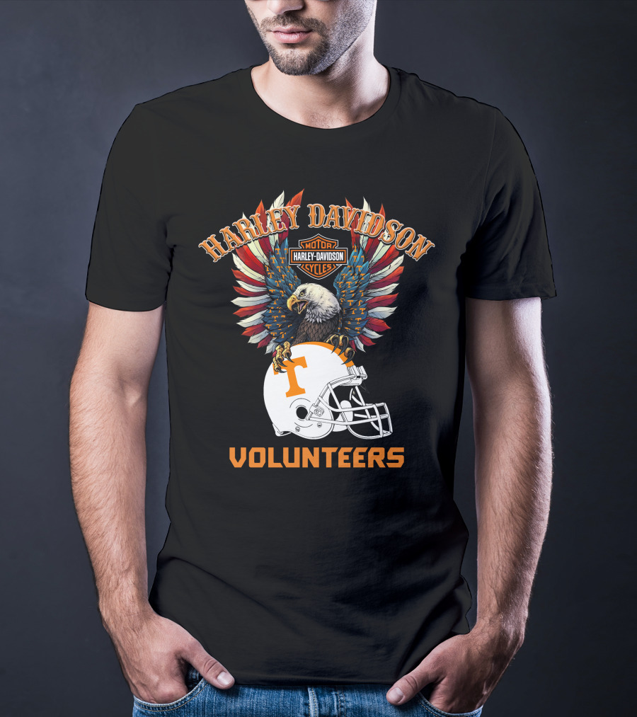Harley Davidson Motor Cycles Volunteers Bald Eagle Helmet T-Shirt