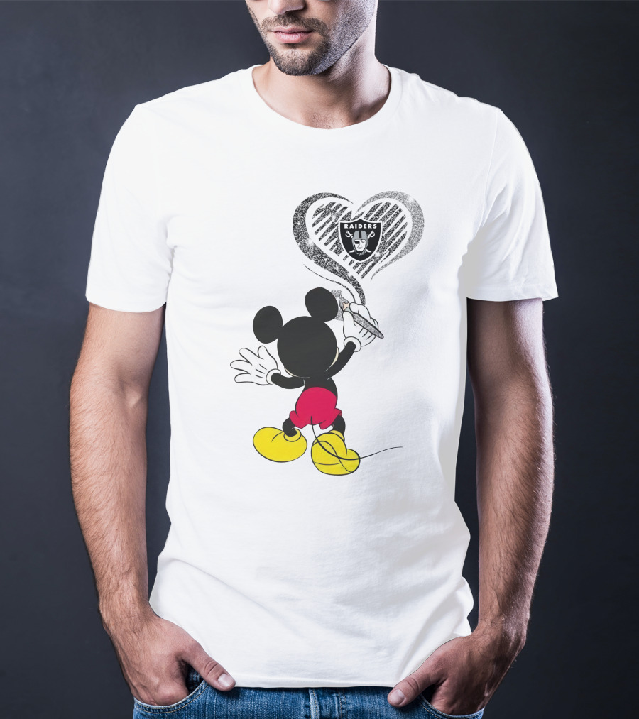 Mickey Drawing Raiders Heart 23-Oakland Raiders T-Shirt