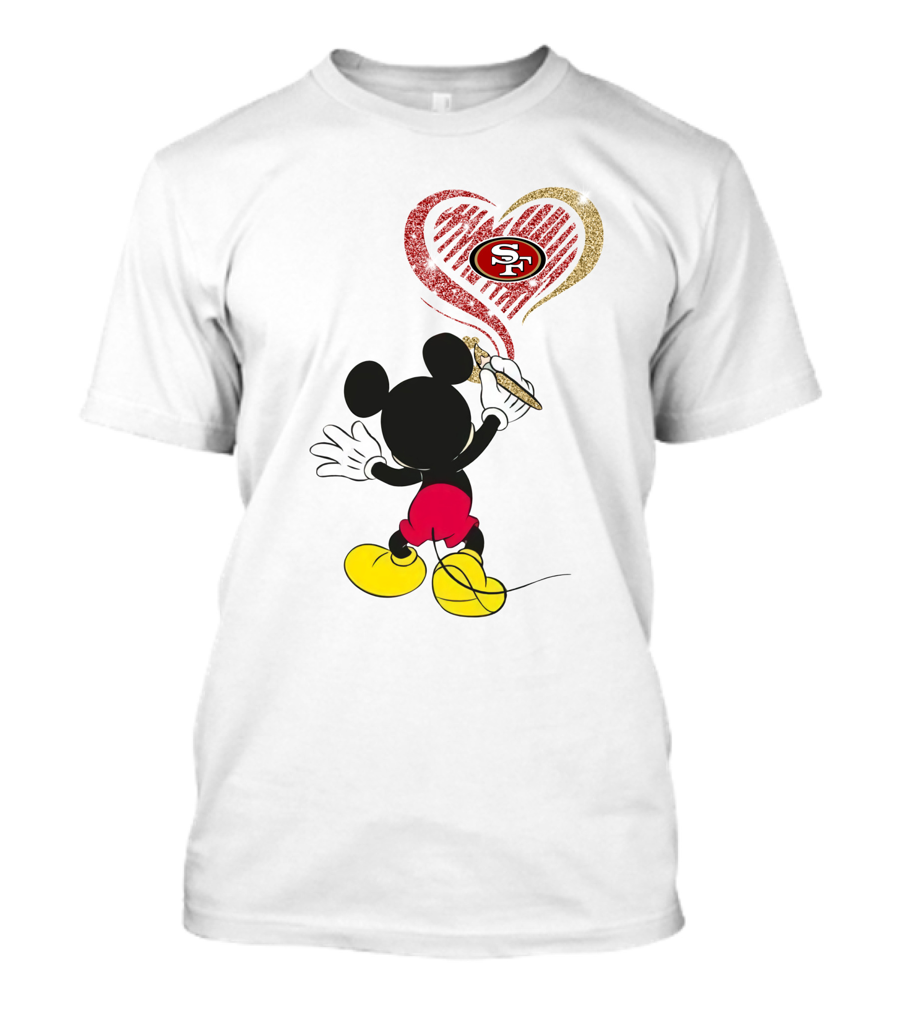 Mickey Mouse Painting San Francisco 49ers Heart T-Shirt