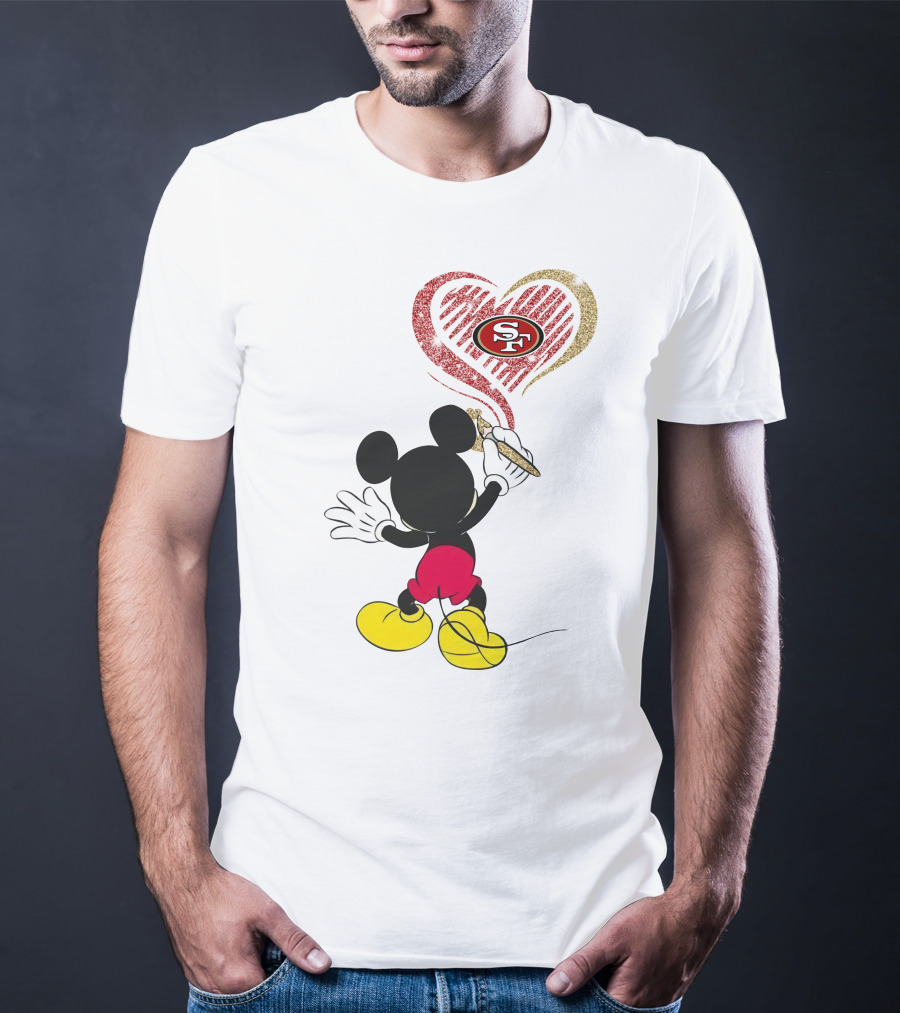Mickey Mouse Painting San Francisco 49ers Heart T-Shirt