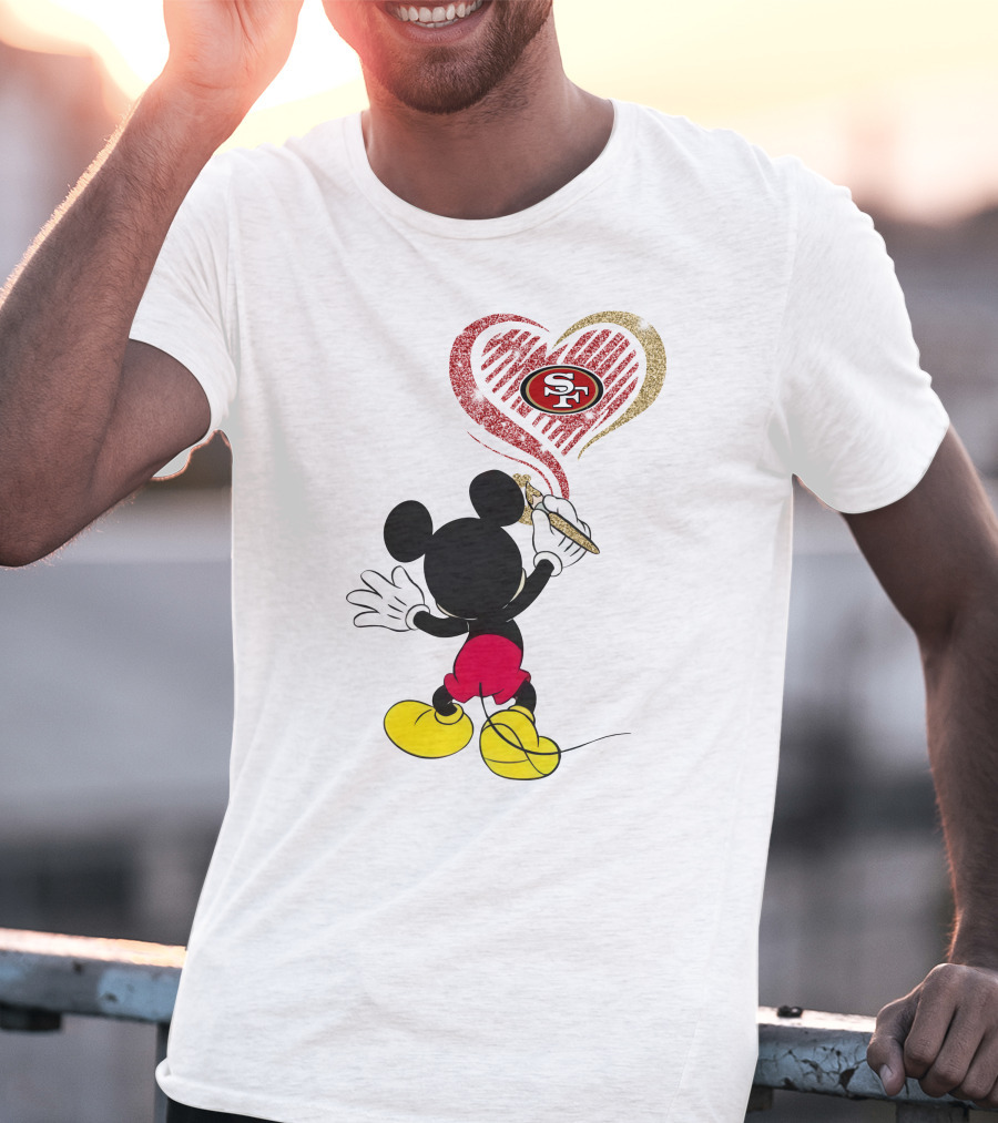 Mickey Mouse Painting San Francisco 49ers Heart T-Shirt