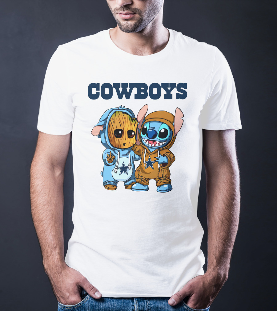 Cowboys Groot Stitch NFL Disney Collaboration T-Shirt