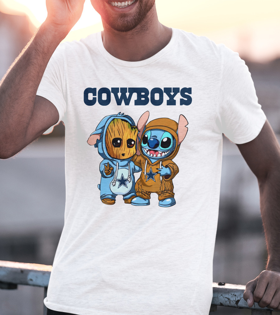 Cowboys Groot Stitch NFL Disney Collaboration T-Shirt