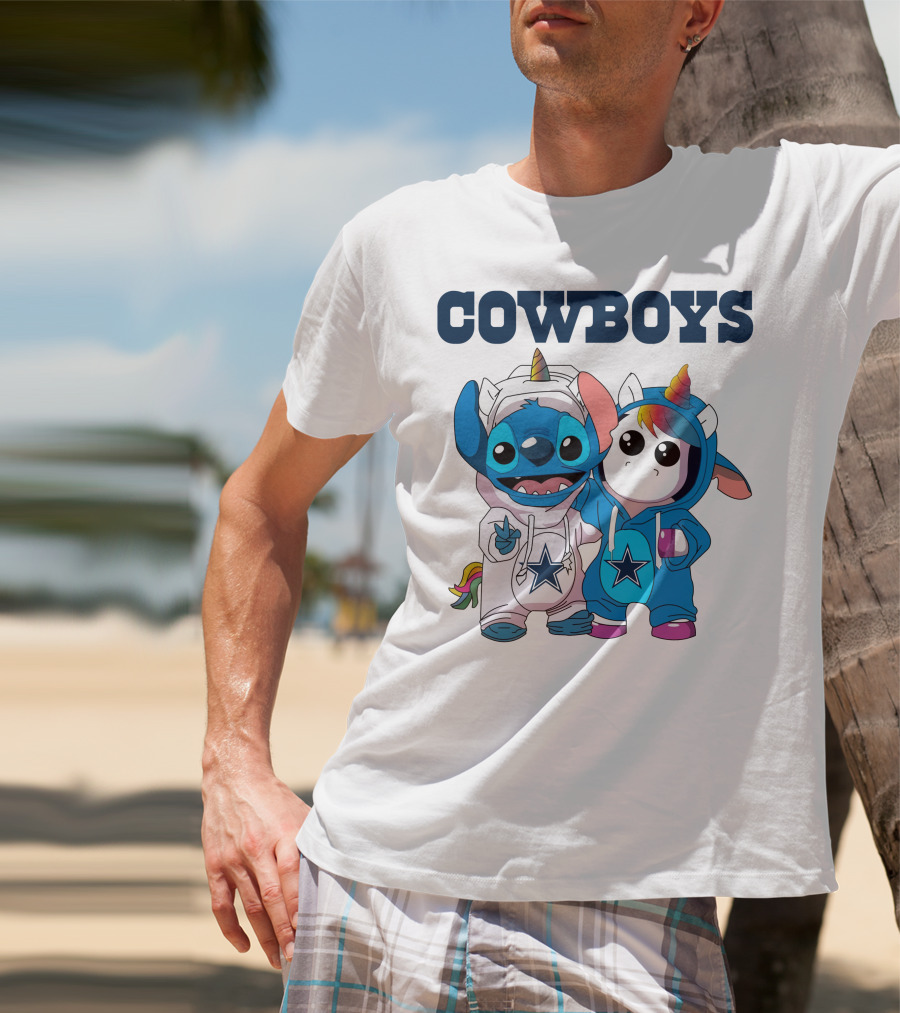 Cowboys Stitch And Unicorn In Blue Star Hoodies T-Shirt
