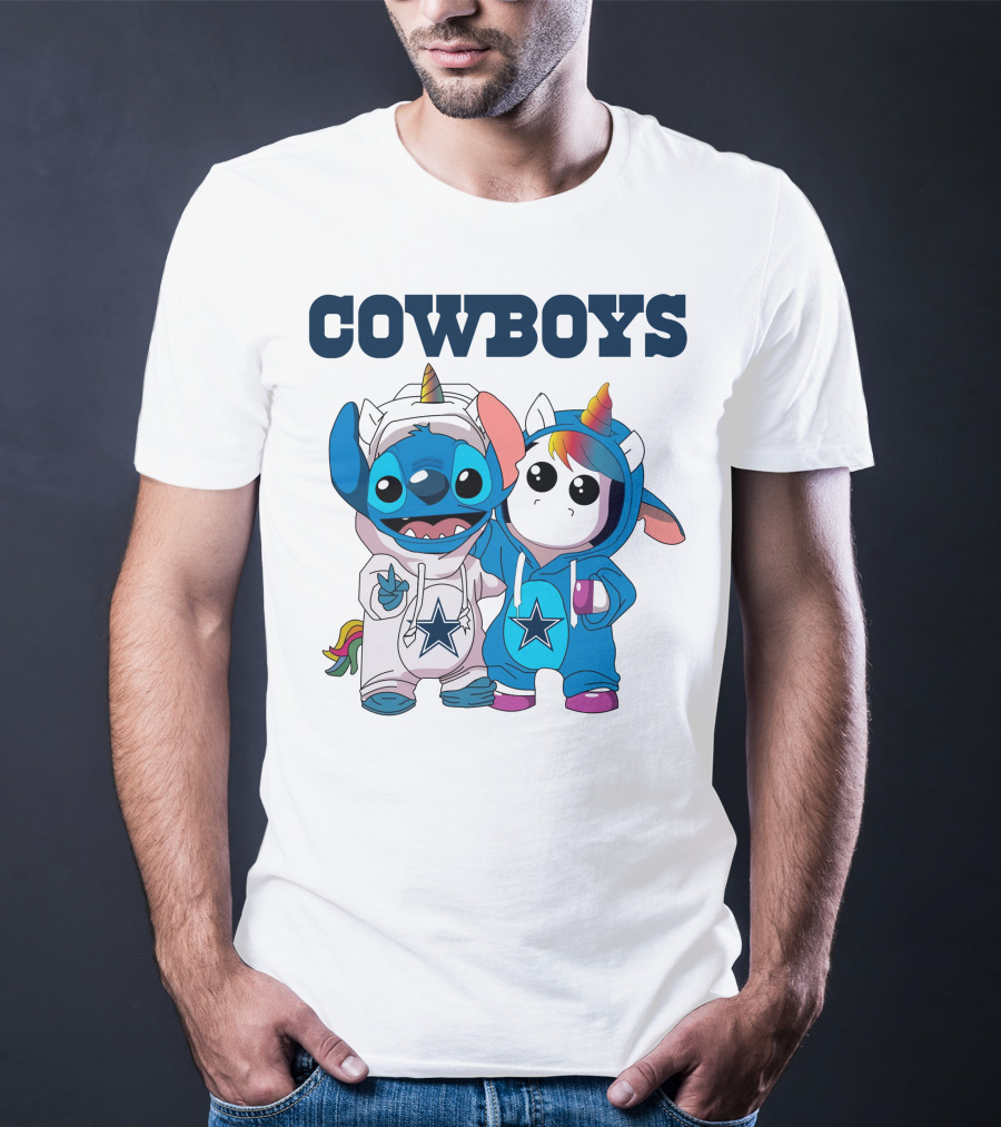 Cowboys Stitch And Unicorn In Blue Star Hoodies T-Shirt