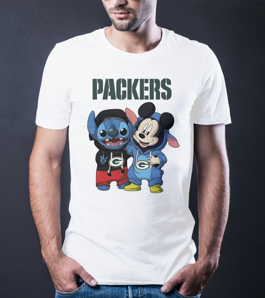 Packers Green Bay Stitch And Mickey Hoodie Characters T-Shirt