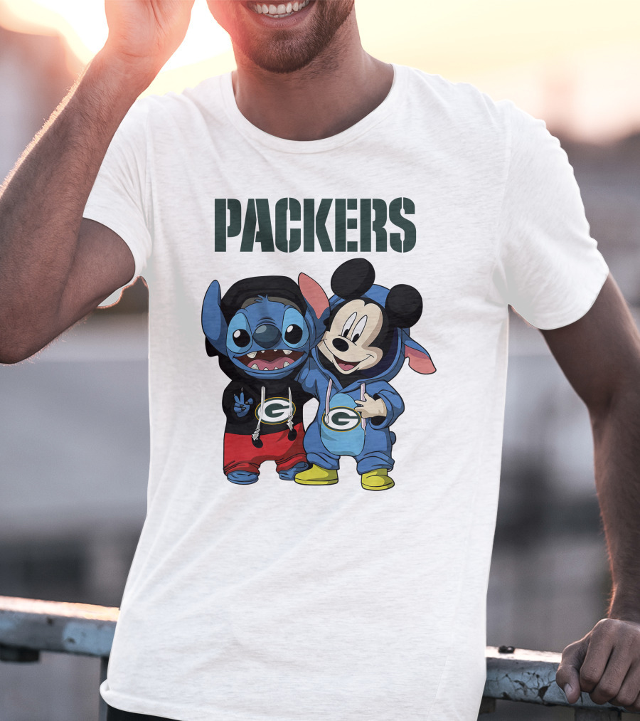Packers Green Bay Stitch And Mickey Hoodie Characters T-Shirt