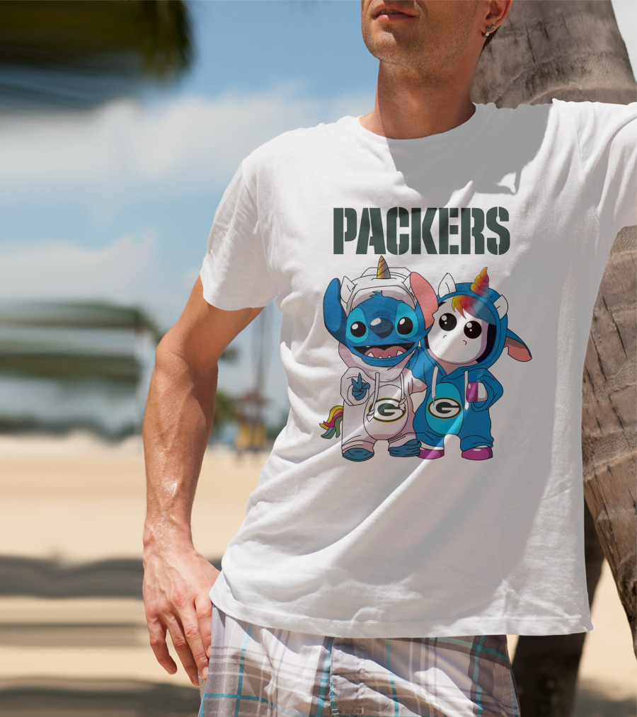 Packers Stitch And Unicorn Fans In Team Gear T-Shirt
