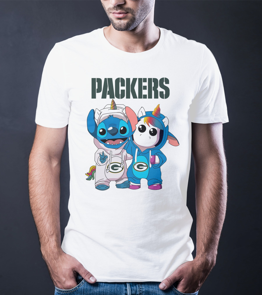 Packers Stitch And Unicorn Fans In Team Gear T-Shirt