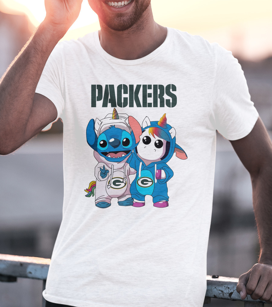 Packers Stitch And Unicorn Fans In Team Gear T-Shirt