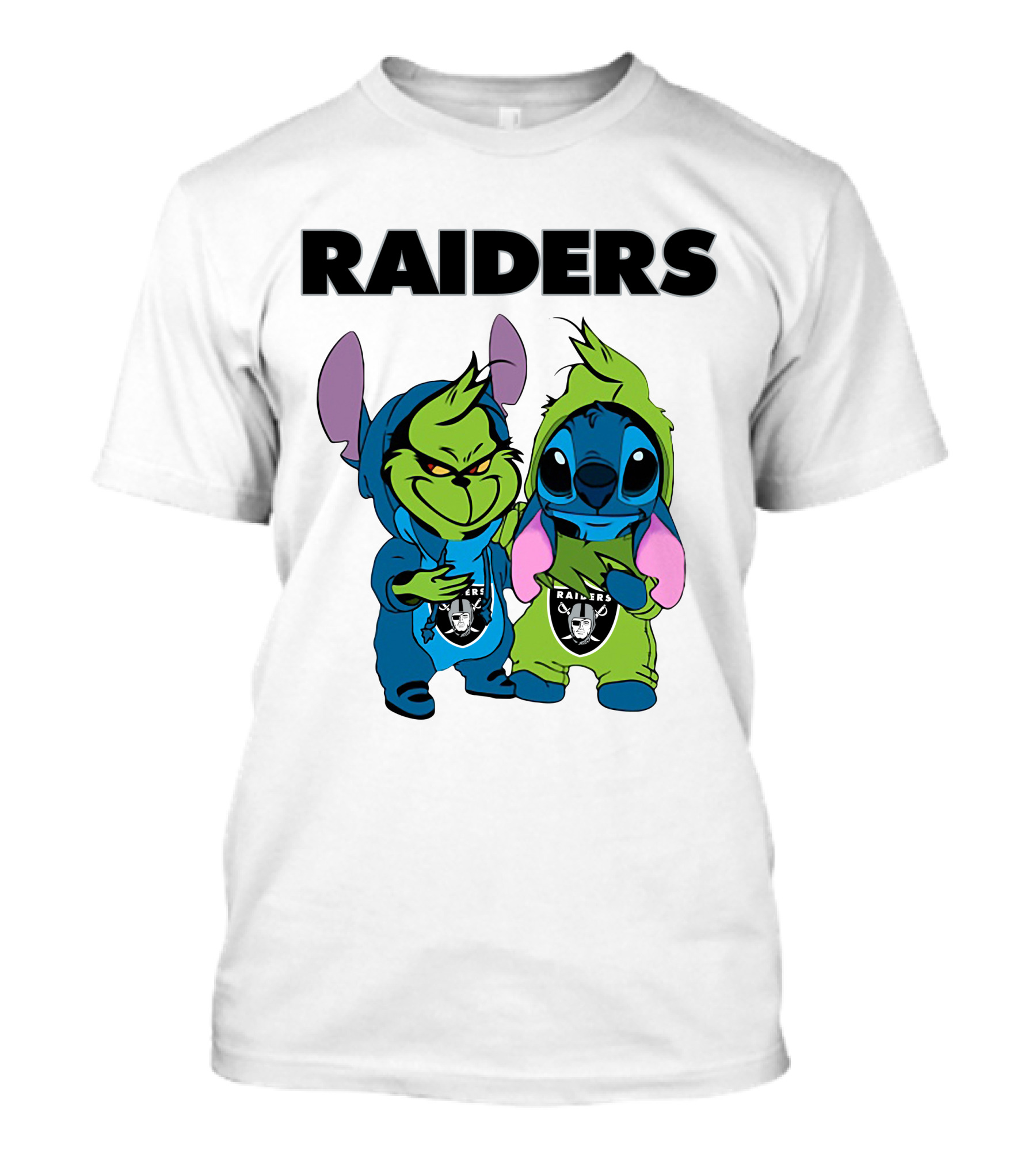 Raiders Grinch And Stitch Crossover T-Shirt
