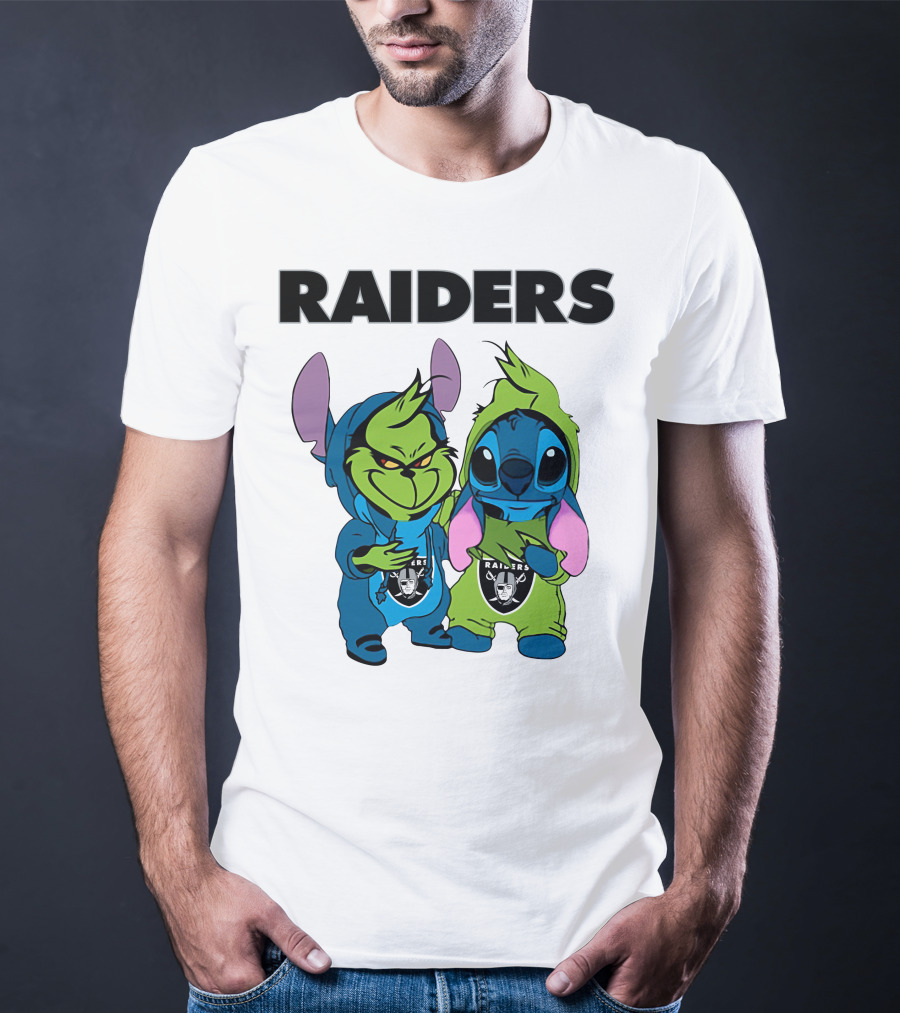 Raiders Grinch And Stitch Crossover T-Shirt