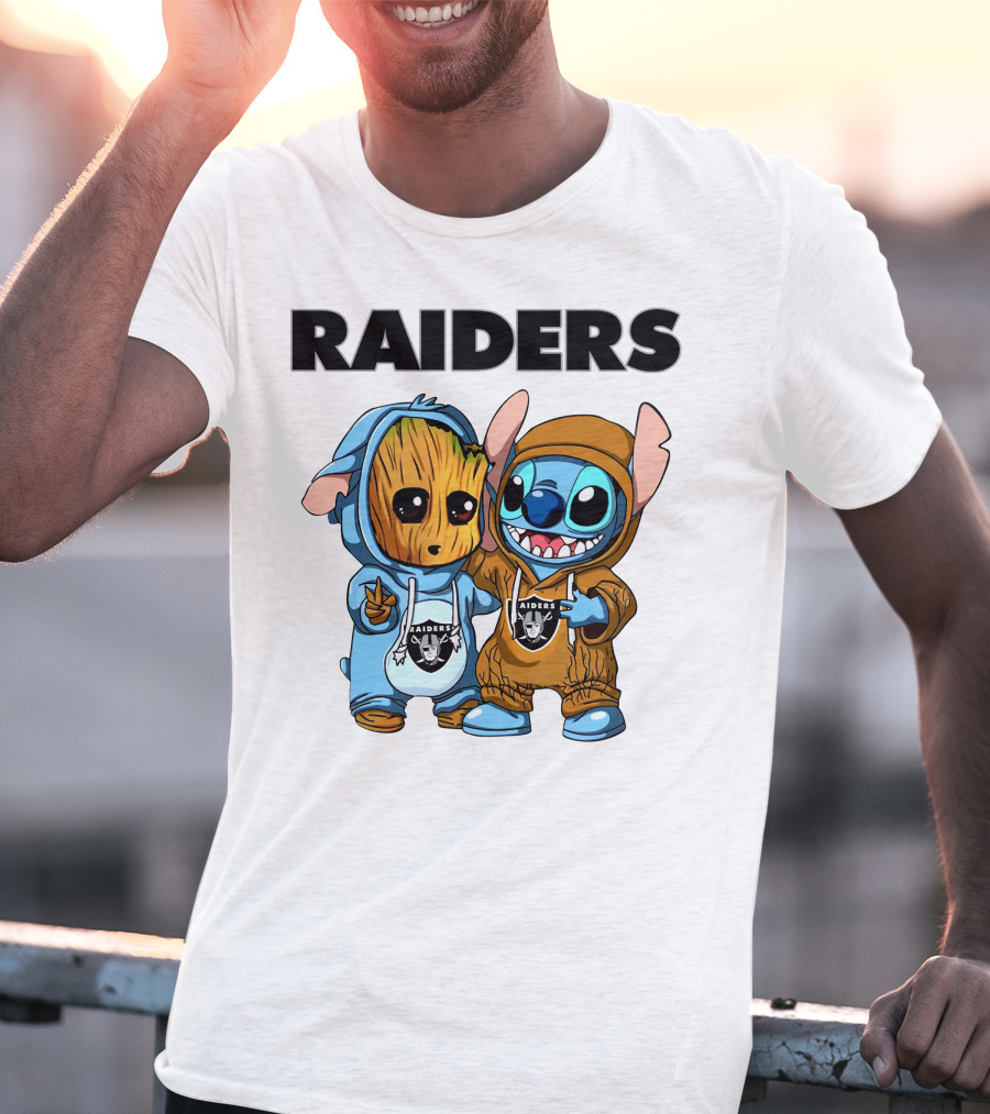 Raiders Groot And Stitch T-Shirt
