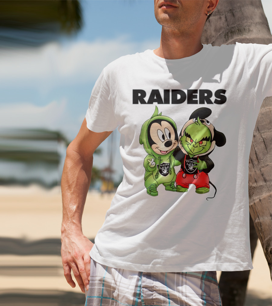 Mickey And Grinch Raiders Hoodie Cute Cartoon Characters T-Shirt