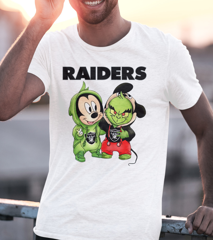 Mickey And Grinch Raiders Hoodie Cute Cartoon Characters T-Shirt