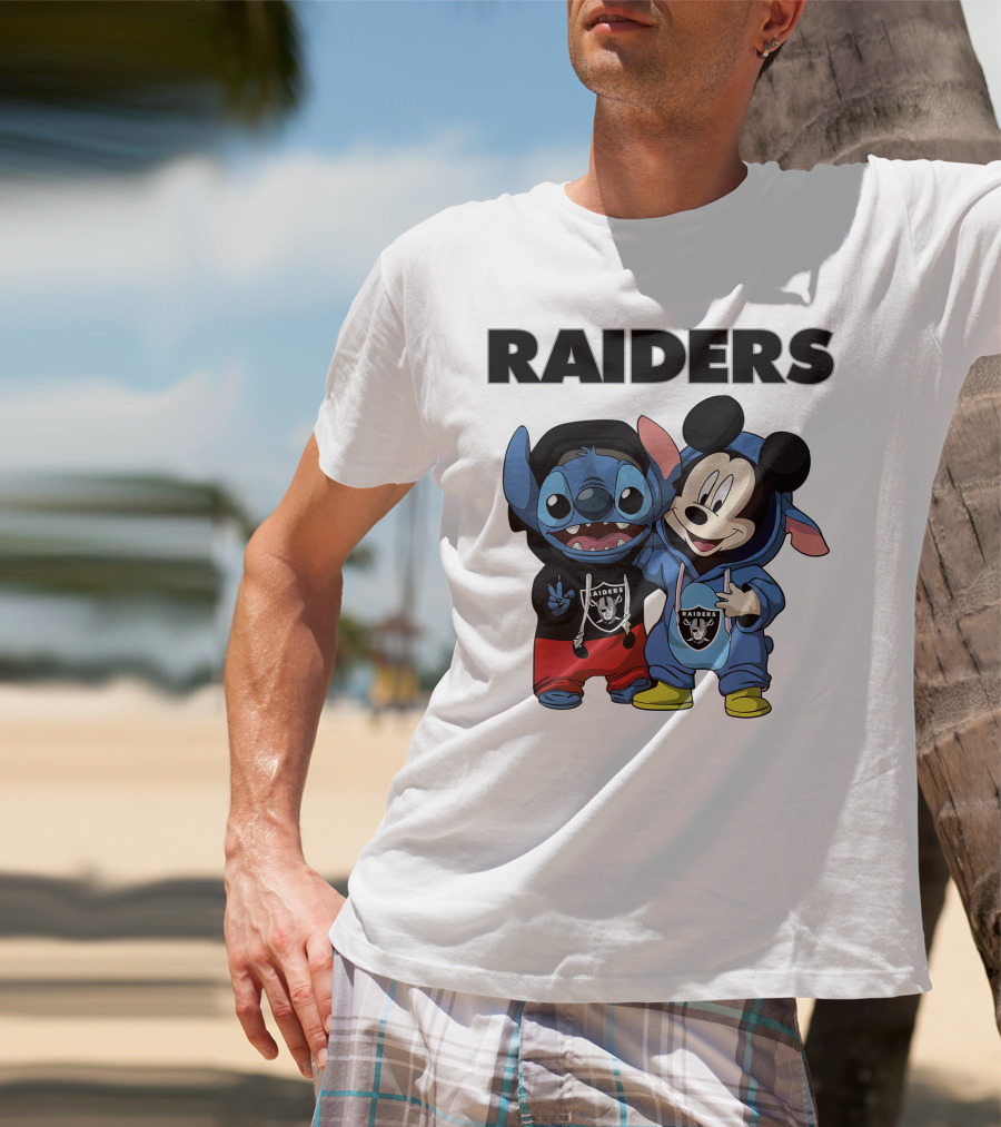 Stitch And Mickey Raiders Hoodie Duo T-Shirt