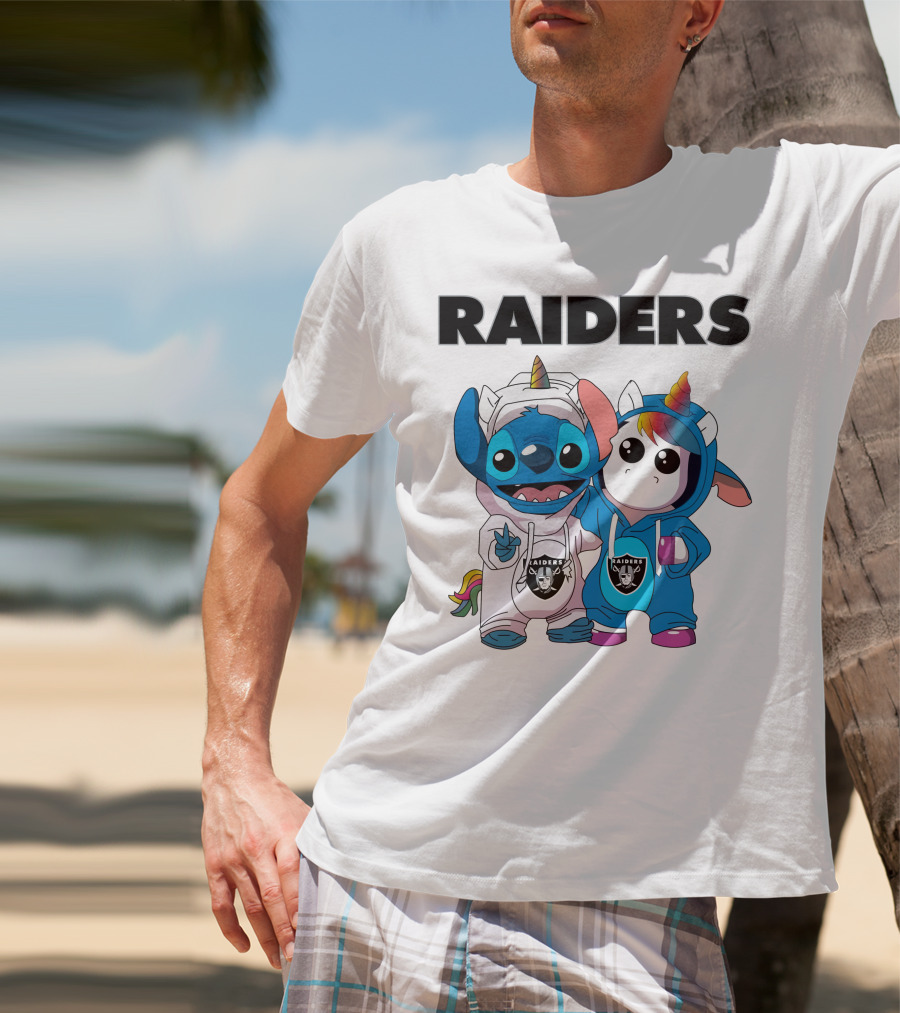 Raiders Stitch And Unicorn In Team Hoodies T-Shirt