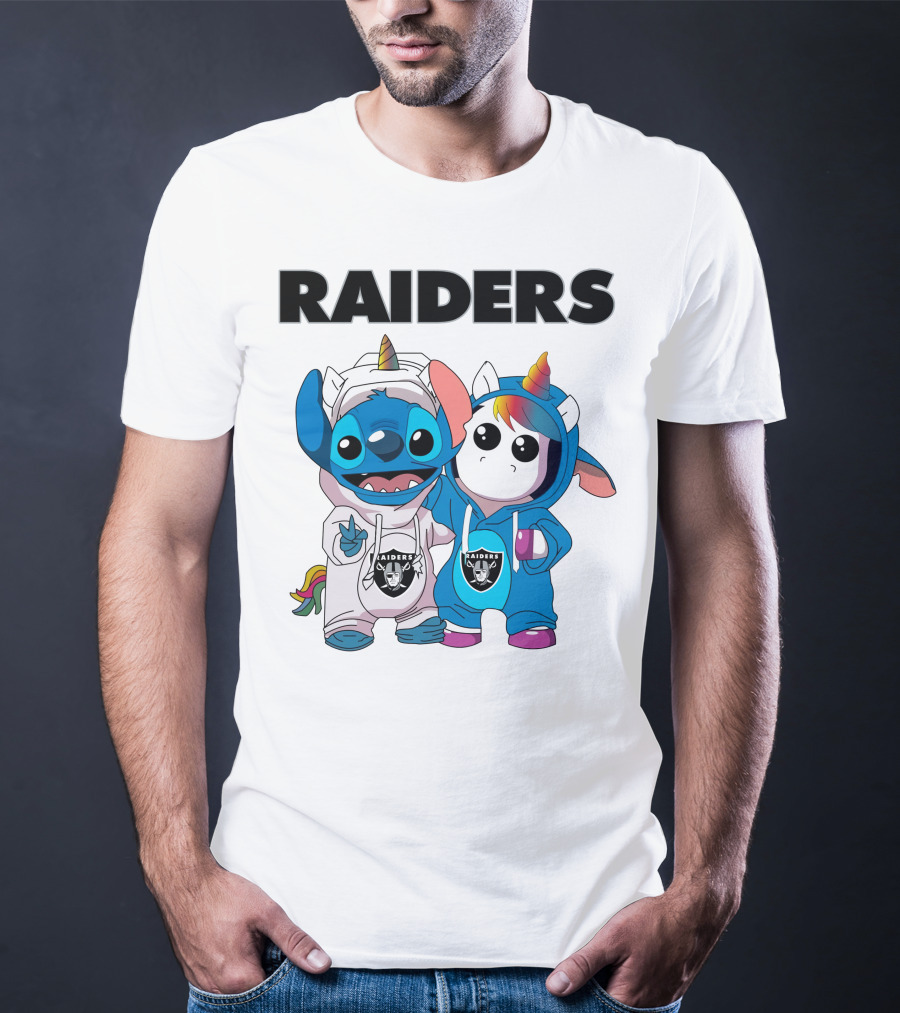 Raiders Stitch And Unicorn In Team Hoodies T-Shirt