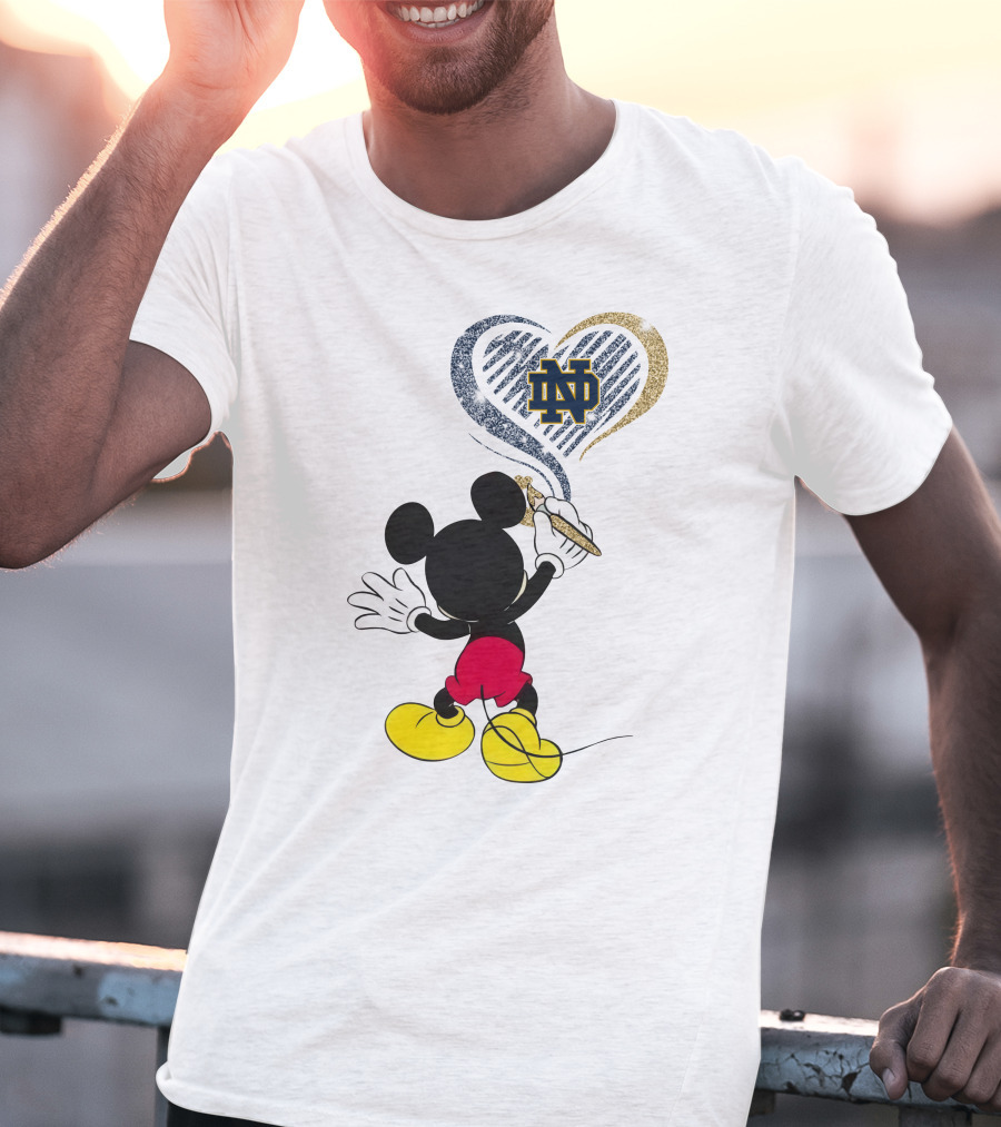 Notre Dame Fighting Irish Mickey Mouse Heart T-Shirt