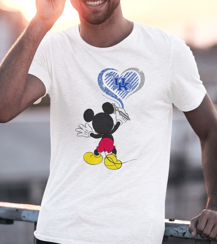 Mickey Uk Heart Drawing Kentucky Wildcats Ncaa T-Shirt
