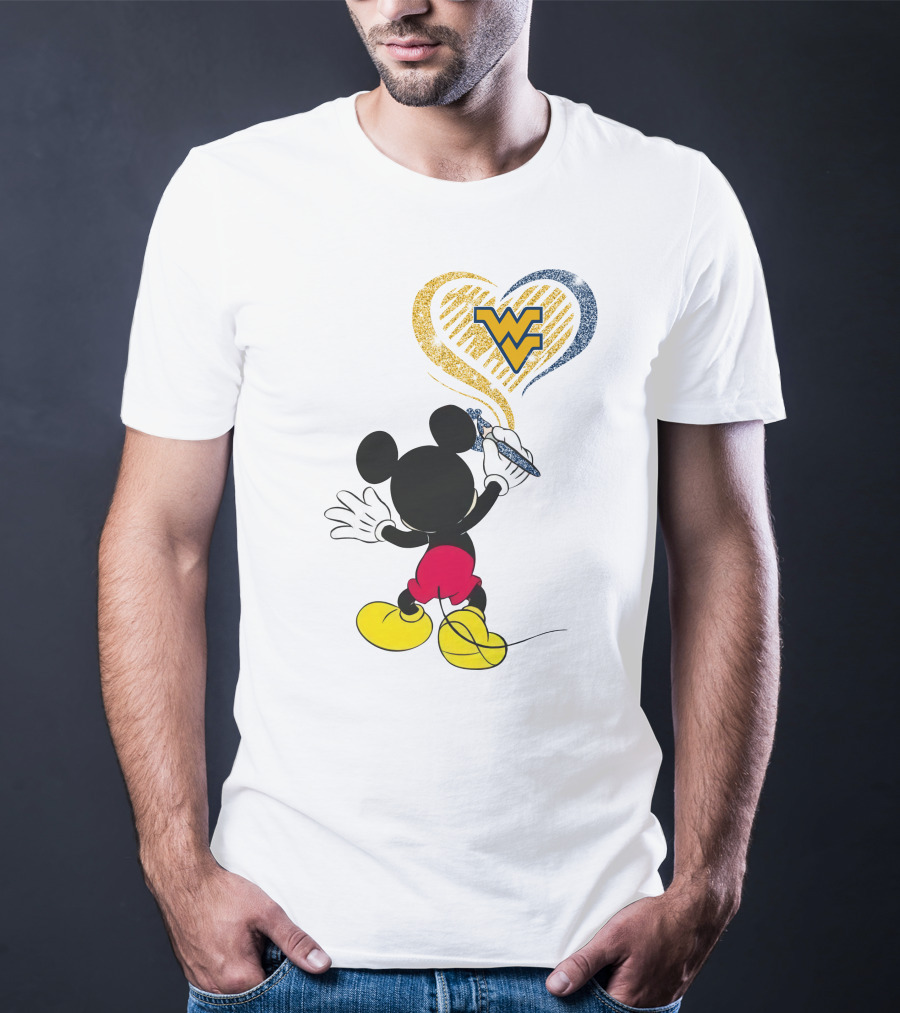 Mickey Drawing Wvu Heart T-Shirt
