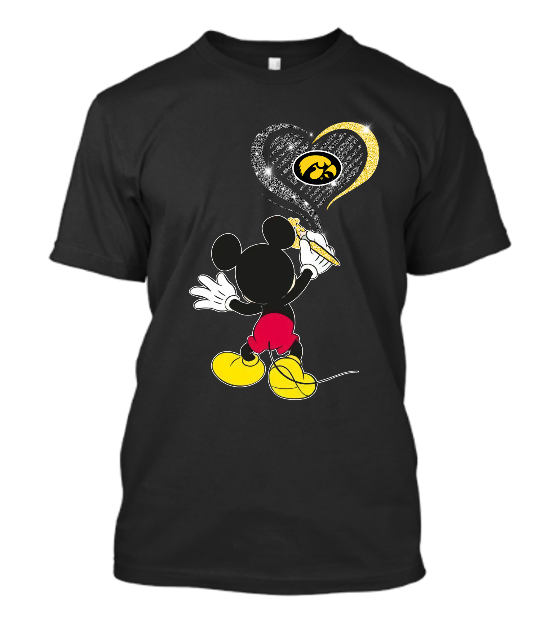 Mickey Painting Iowa Hawkeyes Heart T-Shirt