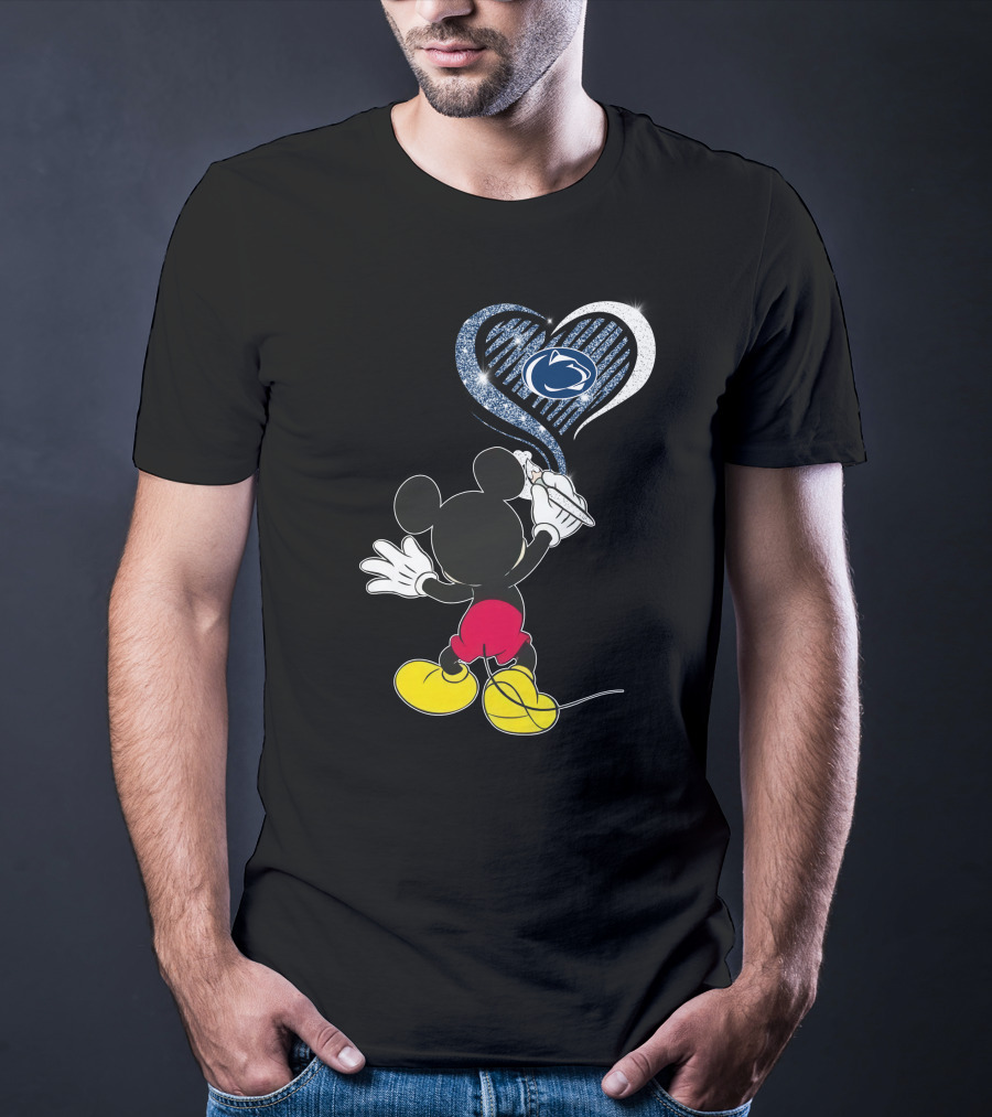 Mickey Mouse Draws Heart With Penn State Nittany Lions T-Shirt