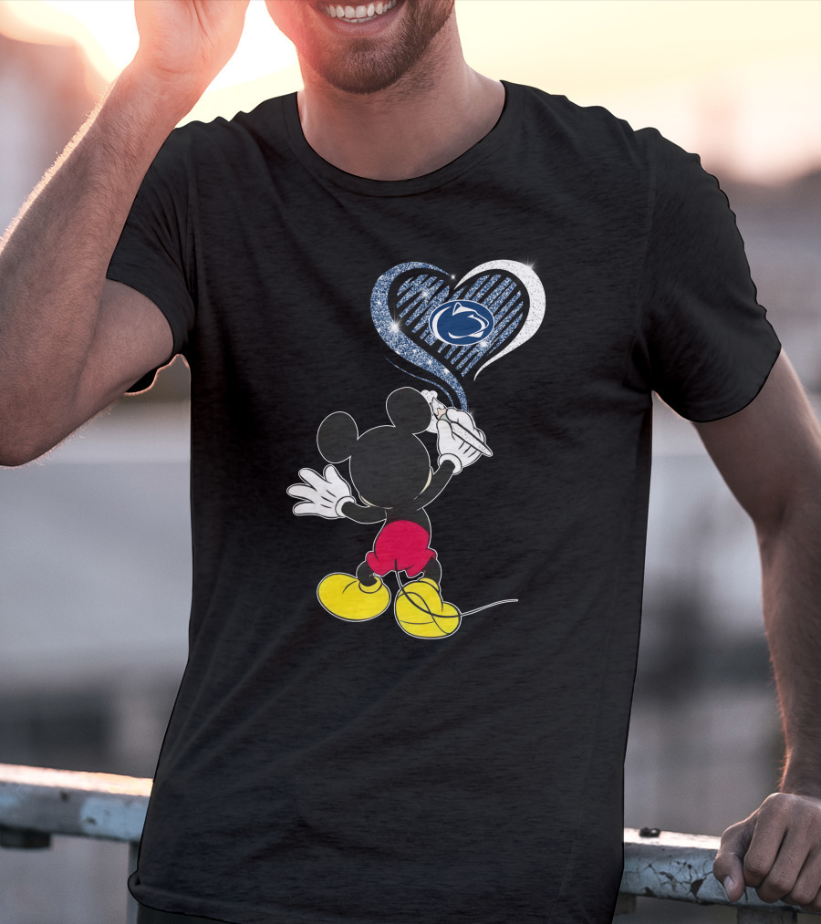 Mickey Mouse Draws Heart With Penn State Nittany Lions T-Shirt