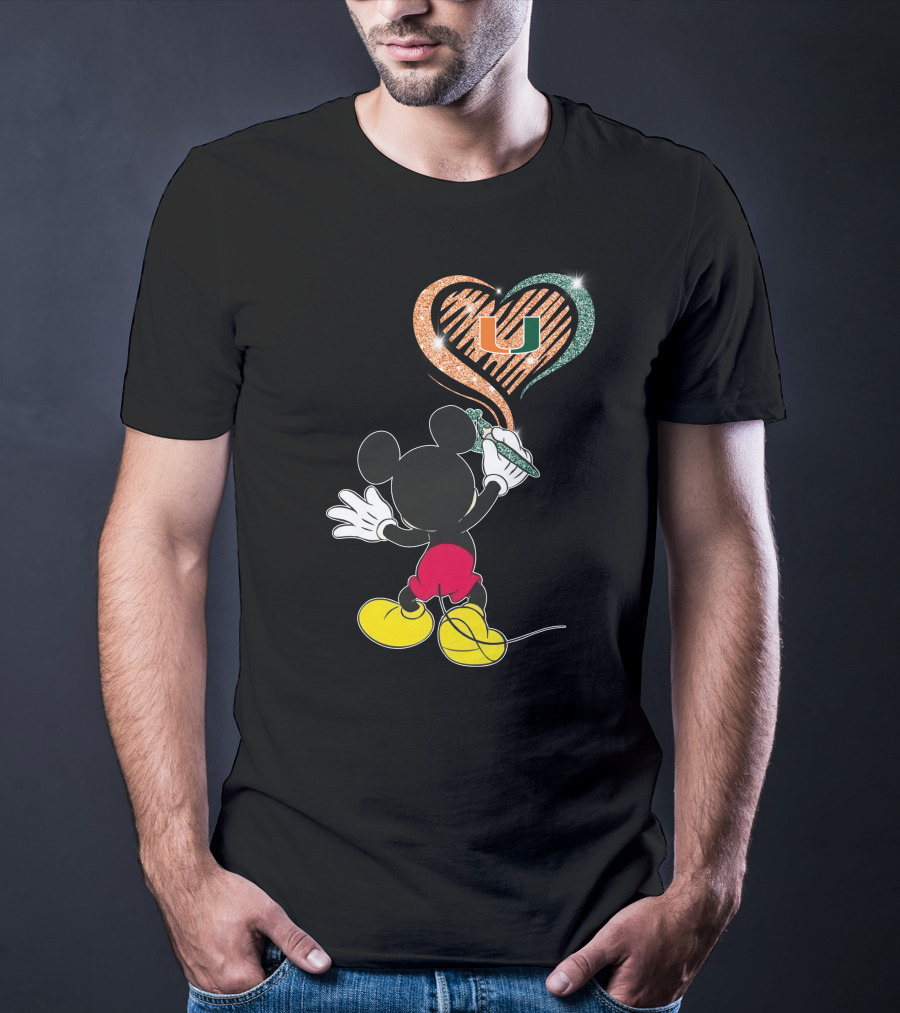 36 Miami Hurricanes Heart U Vintage Mouse T-Shirt